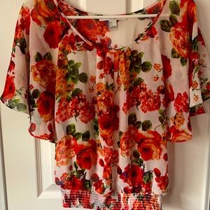 Forever 21 floral sheer top size s